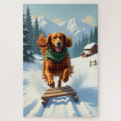 Irish Setter Schlittenfahrt-Abenteuer Weihnachtsma Puzzle (Vertikal)