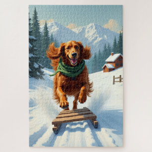 Irish Setter Schlittenfahrt-Abenteuer Weihnachtsma Puzzle