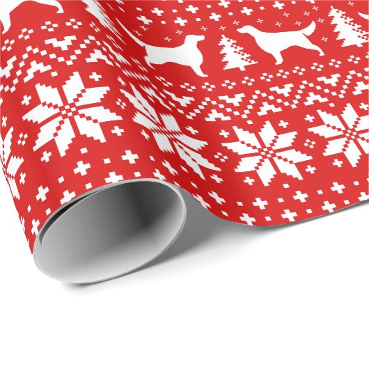 Irish Setter Silhouetten Hunde Weihnachtsfeiertag Geschenkpapier (Rolleneckpunkt)