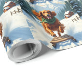 Irish Setter Sledding Adventure Christmas Painting Geschenkpapier (Rolleneckpunkt)