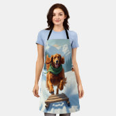 Irish Setter Sledding Adventure Christmas Painting Schürze (Getragen)