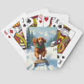 Irish Setter Sledding Adventure Christmas Painting Spielkarten (Rückseite)