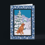 Irish Setter Snowy Winter Feiertagskarte<br><div class="desc">Christmas</div>