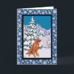 Irish Setter Snowy Winter Feiertagskarte<br><div class="desc">Christmas</div>