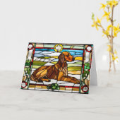 Irish Setter Stainglas Karte (Gelbe Blume)