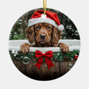Irish Setter süße Weihnachtsfeiertage Schaumbad Keramik Ornament