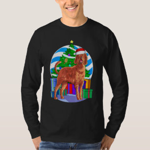 Irish Setter Süßer Weihnachtsmann Weihnachtsbaum D T-Shirt