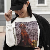 Irish Setter und Gemusterter T - Shirt aus Beton