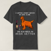 Irish Setter und Wein Funny Hund T-Shirt (Design vorne)