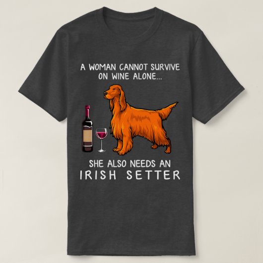 Irish Setter und Wein Funny Hund T-Shirt (Design vorne)