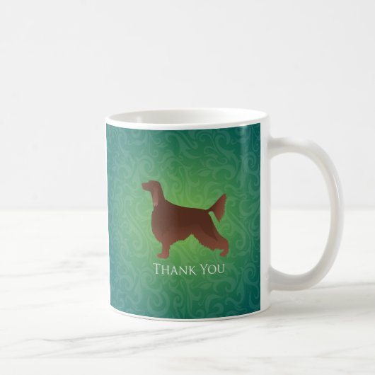 Irish Setter Vielen Dank Silhouette über Grün Kaffeetasse (Rechts)
