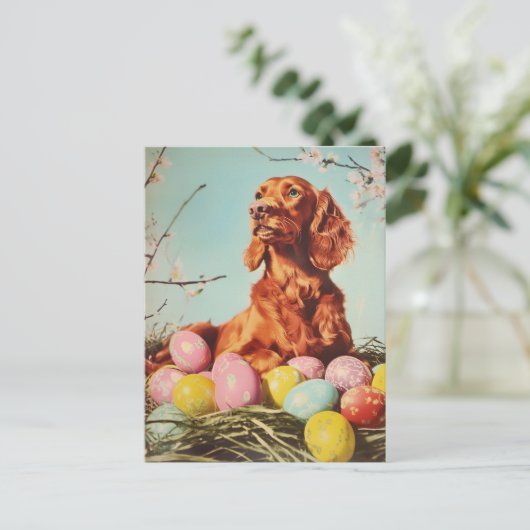 Irish Setter Vintag Oaster Postkarte (Stehend Vorderseite)
