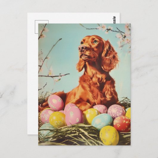 Irish Setter Vintag Oaster Postkarte (Vorne/Hinten)