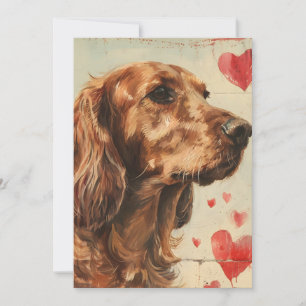 Irish Setter vintage Valentinstag  Feiertagskarte
