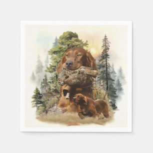 Irish Setter, Waldschnepfenjagd, Kunst Serviette