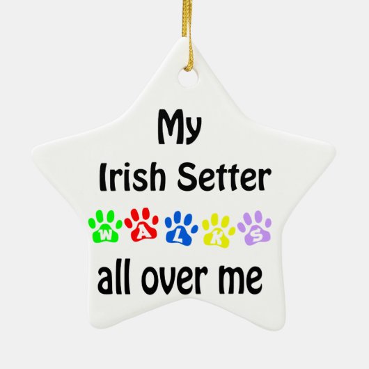 Irish Setter Walks Design Keramik Ornament (Hinten)
