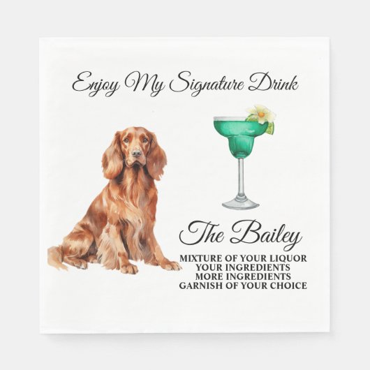 Irish Setter Wedding Signature Drink Napkins Serviette (Vorderseite)