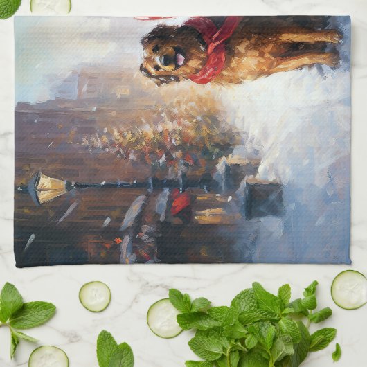 Irish Setter Weihnachtsfeiertag Geschirrtuch (Gefaltet)