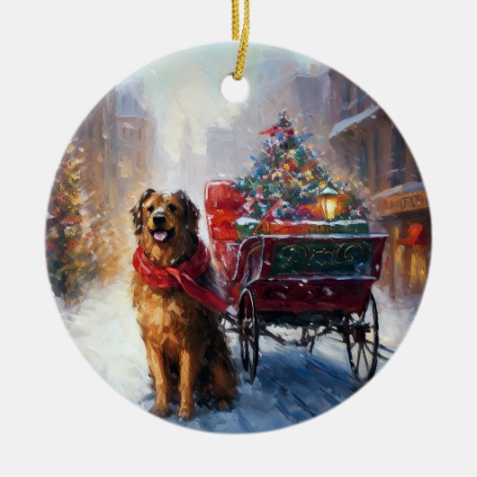 Irish Setter Weihnachtsfeiertag Keramik Ornament (Vorne)