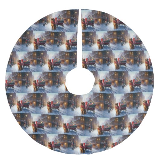 Irish Setter Weihnachtsfeiertag Polyester Weihnachtsbaumdecke (Vorderseite)