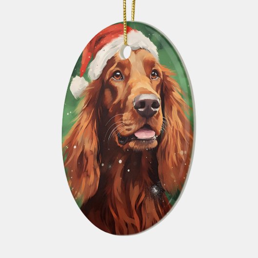 Irish Setter Weihnachtsmalerei Kunstwerk Keramik Ornament (Links)