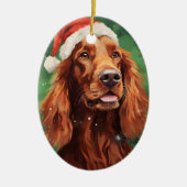 Irish Setter Weihnachtsmalerei Kunstwerk Keramik Ornament (Vorne)