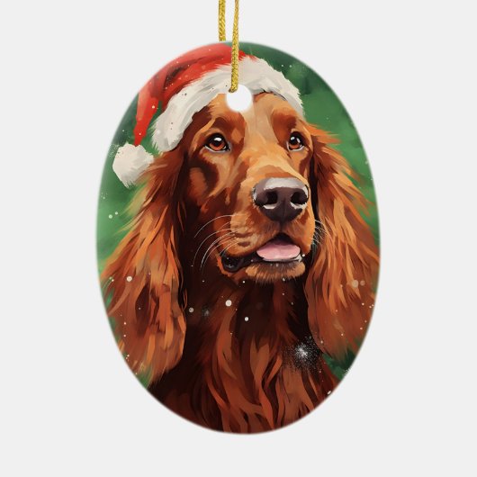 Irish Setter Weihnachtsmalerei Kunstwerk Keramik Ornament (Hinten)