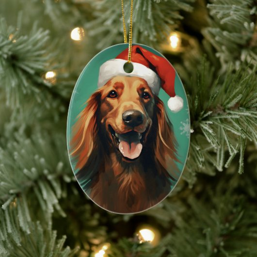 Irish Setter Weihnachtsmalerei Kunstwerk Keramik Ornament (Baum)