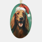 Irish Setter Weihnachtsmalerei Kunstwerk Keramik Ornament (Links)