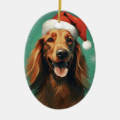 Irish Setter Weihnachtsmalerei Kunstwerk Keramik Ornament (Vorne)