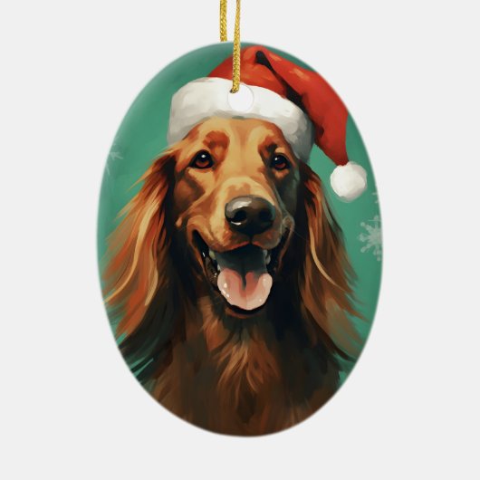 Irish Setter Weihnachtsmalerei Kunstwerk Keramik Ornament (Hinten)