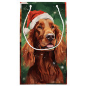 Irish Setter Weihnachtsmalerei Kunstwerk Kleine Geschenktüte (Rückseite)