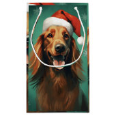 Irish Setter Weihnachtsmalerei Kunstwerk Kleine Geschenktüte (Rückseite)