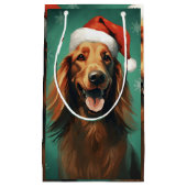 Irish Setter Weihnachtsmalerei Kunstwerk Kleine Geschenktüte (Vorderseite)