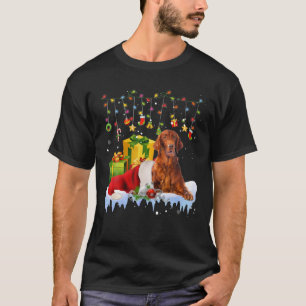 Irish Setter Weihnachtsmannmütze Weihnachtslicht W T-Shirt