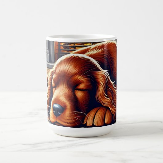 Irish Setter Welpe Schlafen durch einen warmen Kam Kaffeetasse (Mittel)