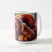 Irish Setter Welpe Schlafen durch einen warmen Kam Kaffeetasse (VorderseiteRechts)