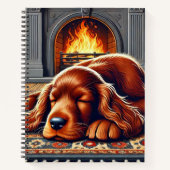 Irish Setter Welpe Schlafen durch einen warmen Kam Notizblock (Vorderseite)