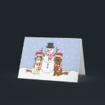 Irish Setters and Snowman Feiertagskarte<br><div class="desc">Send your holiday thank yous to your favorite Irish Setter fan with this dog breed design greeting card. Add text to personalize your message inside.</div>