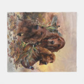 Irish Setters with Pheasants - Passion Hunt Fleecedecke (Vorderseite (Horizontal))