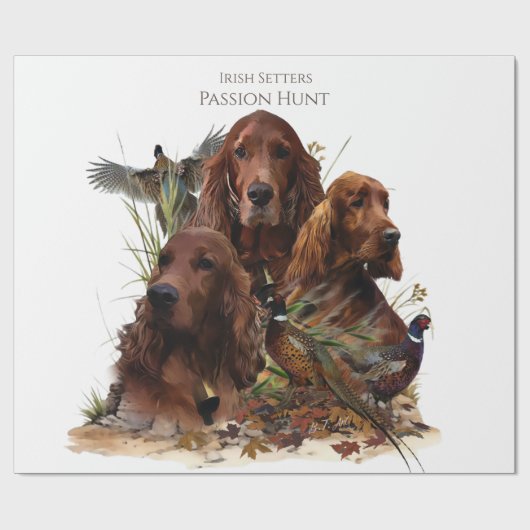 Irish Setters with Pheasants - Passion Hunt Geschenkpapier (Flach)