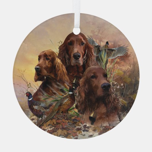 Irish Setters with Pheasants - Passion Hunt Ornament Aus Glas (Rückseite)