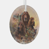 Irish Setters with Pheasants - Passion Hunt Ornament Aus Glas (Vorderseite Rechts)