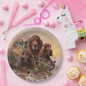 Irish Setters with Pheasants - Passion Hunt Pappteller (Party)