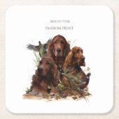 Irish Setters with Pheasants - Passion Hunt Rechteckiger Pappuntersetzer (Vorderseite)