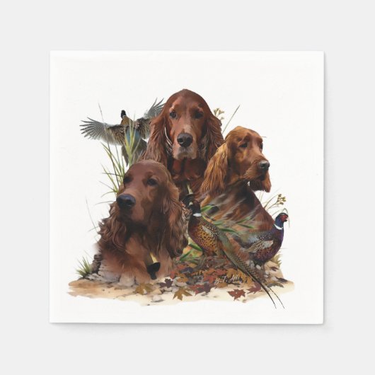 Irish Setters with Pheasants - Passion Hunt Serviette (Vorderseite)