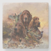 Irish Setters with Pheasants - Passion Hunt Steinuntersetzer (Vorderseite)