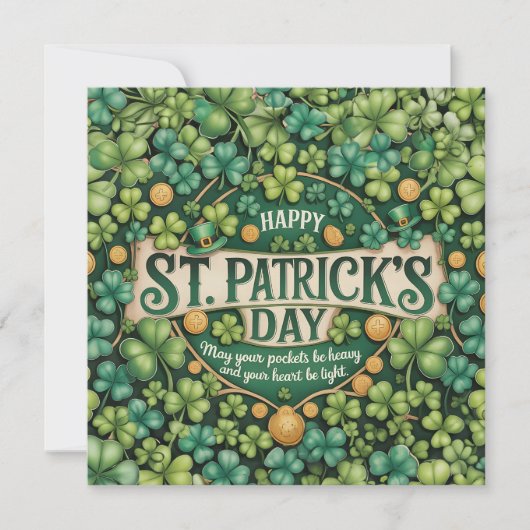 Irish Shamrock Celebration Design Mitteilungskarte (Vorderseite)