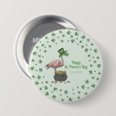 Irish Shamrock Flamingo St. Patrick’s Day Party Bu Button (Vorne & Hinten)