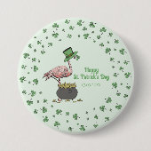 Irish Shamrock Flamingo St. Patrick’s Day Party Bu Button (Vorderseite)